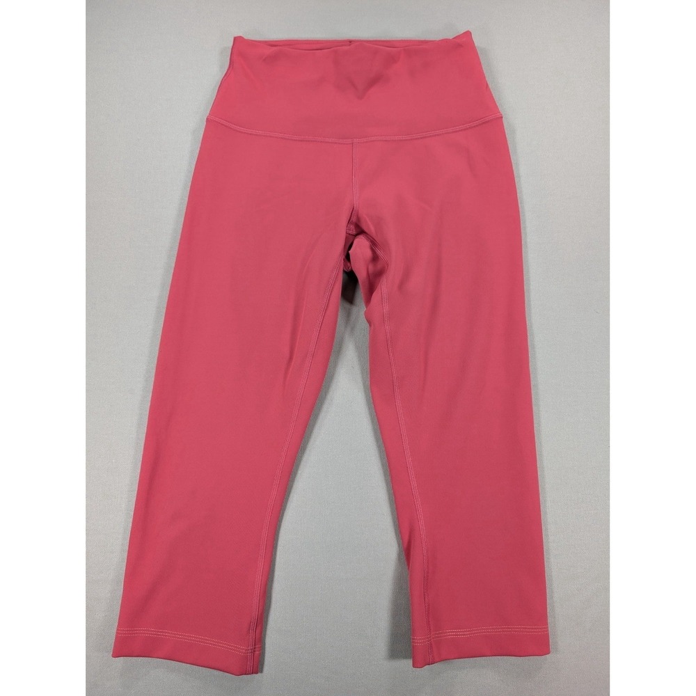 Lululemon Leggings Womens Size 6 Coral Pink Mid Rise‎ Cropped Yoga Athletic Gym